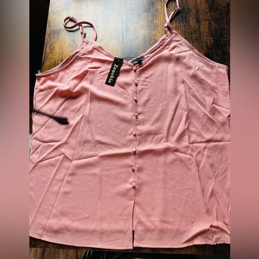 NWT Zenobia Pink Tank Top. Size 3xl. Adjustable straps - Picture 5 of 9